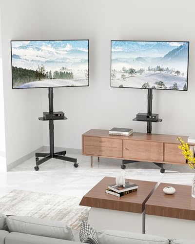 Minimalist BONTEC Rolling TV Stand with Tilt, Mobile