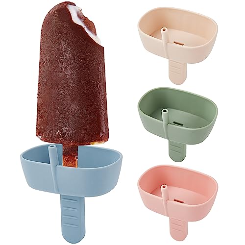 Modern 4Pack Drip-Free Silicone Popsicle Holders, AODISTUCE Popsicle Holder with Essentials