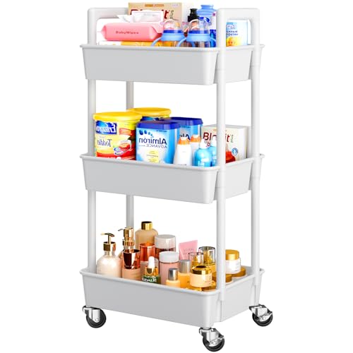 high-quality Pipishell 3 Tier Rolling Cart Organizer, Plastic Essentials